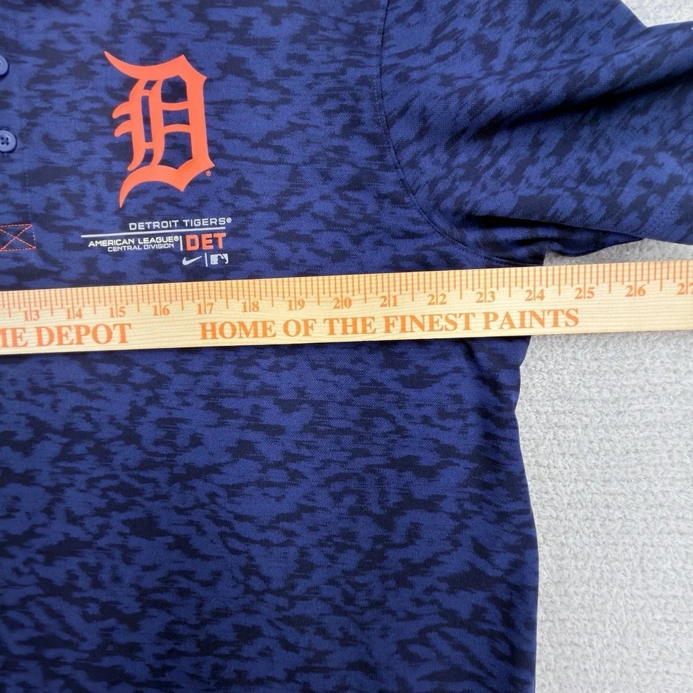 Nike Detroit Tigers Polo Mens XL Dri-FIT MLB Authentic Navy All Over Print